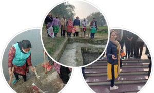 जयं मां जनकल्याण समिति का अभियान, उतरैणी के लिए महिलाओं ने की छठ घाट पर सफाई